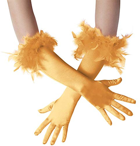 dressforfun 901030 Damen Handschuhe mit Federn, elegante Opern Federhandschuhe, Fasching Karneval - diverse Farben