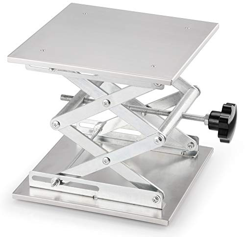 stonylab Lab Scissors Jack, 10 x 10 inch 250 x 250mm Stainless Steel Laboratory Support Jack Platform Lab Lift Stand Table, Expandable Lift Height Range from 100 mm to 370 mm, Support Weight 20 KG