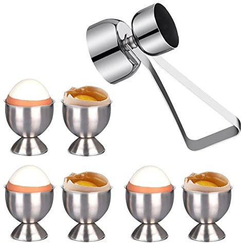 Portauovo, portauovo in acciaio inossidabile e cracker apribottiglie per uova su due lati Portauovo di Pasqua di grandi dimensioni per uova sode