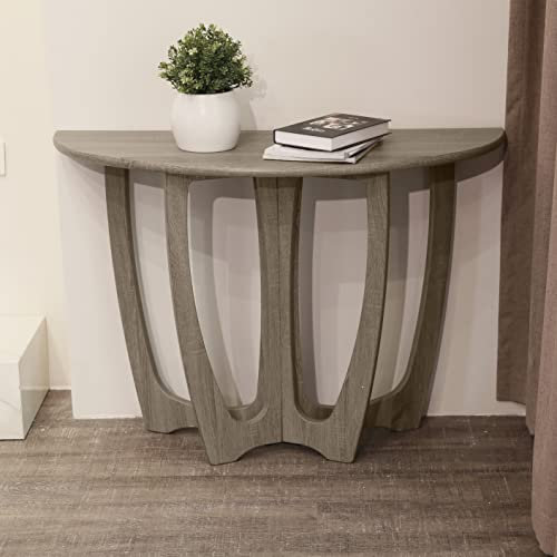 FINECASA Consolle a mezzaluna, tavolino stretto semicerchio, 100 x 43 x 76 cm, grigio