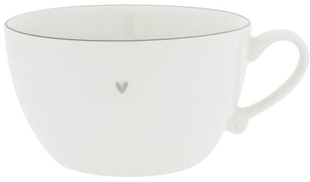 Bastion Collections Suppentasse Heart weiß mit grauem Herz D. 15cm für 900ml