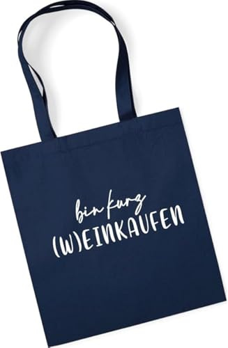 tradercat Jutebeutel bedruckt mit Spruch, Stoffbeutel bedruckt aus 100% Baumwolle - Tote Bag, Einkaufsbeutel, Einkaufstasche, Shopper und Baumwolltasche mit langen Henkeln, bin kurz (W) einkaufen