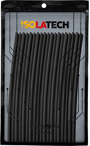 ISOLATECH tubo termoretráctil 3:1 set sin adhesivo negro Ø6mm 3,8 metros en 19pcs x 20cm para accesorios USB cable aislamiento UV resistente sin etiquetar reparación