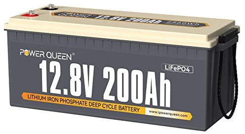 Power Queen 12V 200 Ah LiFePO4 Batterie für Wohnmobile | 100A BMS, 4000+ Zyklen, 4P4S, 2560Wh Energy, für Solar Anwendungen, Camping, Boot