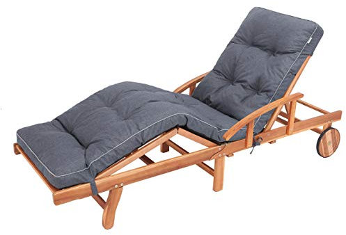 Bjird - Cojín para Tumbona de Exterior 200 x 55 cm - Colchóneta para Tumbona de Jardin y Terraza y Balcón - Impermeables - Made in EU - Azul Marino