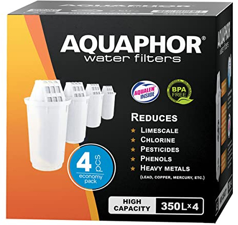Aquaphor A5H Genuine Replacement Filter Cartridges for Filter Jugs (Set of 4) for Aqua Hard