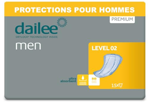 Dailee Men Nivel 2 - 90x Compresa Protectora y Absorbente para Hombre - 3 Gotas - Máxima Discreción contra Incontinencia Urinaria - Paquete Mensual