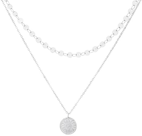 Artiqo Layering Kette Damen Edelstahl Gold | Mehrreihige Halskette mit Plättchen & Coin Anhänger | Wasserfest, Hautfreundlich & Größenverstellbar