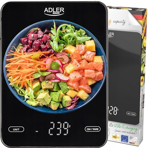 Adler AD 3177b köksvåg - 10 kg - USB-laddning