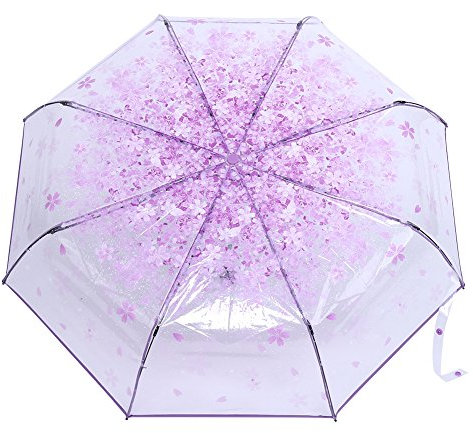 Tbest 1 Pc Transparent Parapluie Pliant À La Mode Princesse Parapluie Fleur De Cerisier # Rose Paraguas Sakura (Violet Clair),Parapluie Couleur