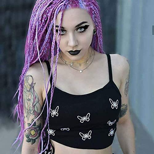 AFBeauty Lace-Front-Perücke für Damen, lang, pastellviolett, kastengeflochtene Perücke, synthetische violette Mikro-Zöpfe, Afro-Geflochtene, Cosplay, Drag Queen, 66 cm