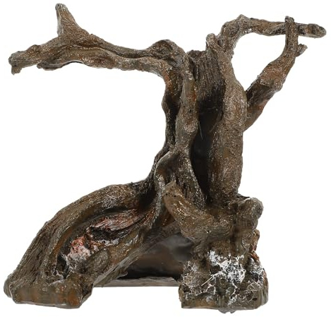 FRCOLOR Fish Tank Decor Resin Aquarium Driftwood Tree Root Ornament Realistic Lifelike Underwater Log for Aquarium Pond Landscape 5.12X4.53X2.36 Inch