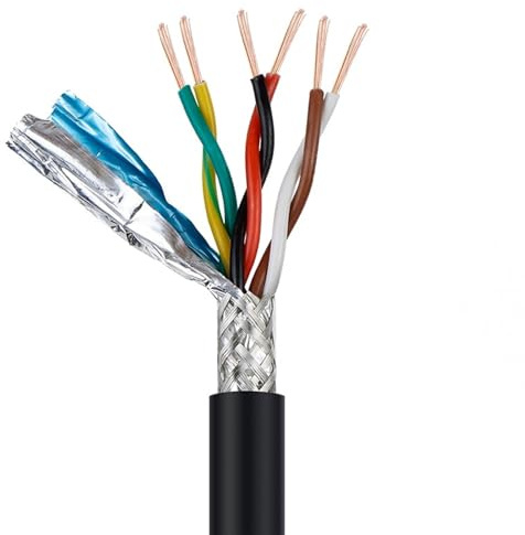 Troncalización Sólido Cable de señal de par trenzado, 2 4 6 8 10 12 14 Cable blindado de cobre puro de 16 núcleos, Núcleo 26 24 22 20 18 AWG Cable de control revestido de PVC Conector Telar ( Size : 6