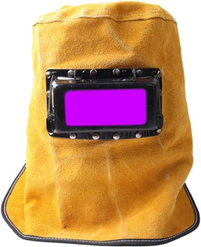 Máscara de soldadura, capucha de soldadura, delantal de cuero for soldar, prácticos cascos de soldadura, filtro de oscurecimiento automático solar, lente, máscara de soldador, capucha de cuero amarill