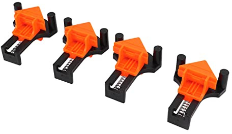 FUZHUI 4pcs 90 Degree Corner Clamps Set, Configurable Right Angle Clip, Non Slip Configurable Spring Loaded Right Angle Clip for Welding, Drilling, Crafting Projects