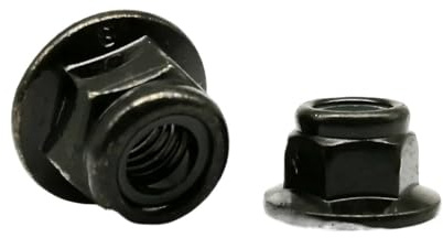2/5/10 Uds M3 M4 M5 M6 M8 M10 M12 acero al carbono negro 304 brida hexagonal de acero inoxidable contratuerca autoblocante tuerca de bloqueo de inserción de nailon ( Color : Black carbon steel , Size