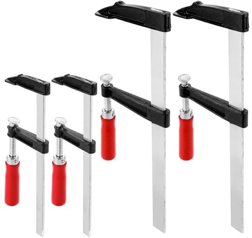 ZOFUN 4 Stück Schraubzwinge Set Schraubzwinge, Spannweite 300mm/200mm, Schraubzwingen Groß Zwingen, F-Klemmen Bar Clamp mit Rutschfestem Griff, Maultiefe 80mm/50mm aus Stahl für Holzbearbeitung