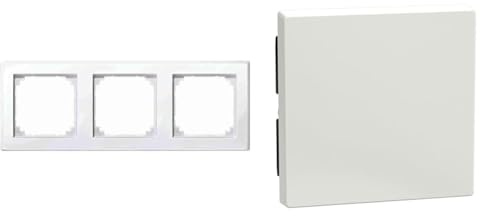 Schneider Electric Merten 478319 M-SMART Rahmen & Merten 432119 Wippe Abdeckung Wechselschalter, Ausschalter, Kreuzschalter System M, 1 Smart, M-Plan, M-Creat, polarweiß glänzend