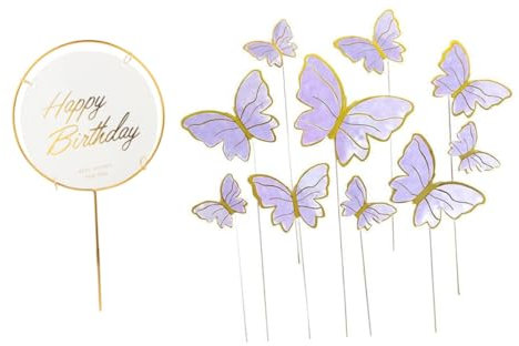 ifundom 1satz Schmetterling Cake Topper Für Geburtstagsfeiern Kreative Deko Picks Und Runder Eisenständer Tortenverzierung Für Festliche