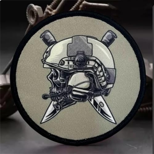 Patches Klett, Schädel Aufnäher Drucken Militär Klettbänder Applikation für Rucksäcke Kleidung Taschen Uniform Weste