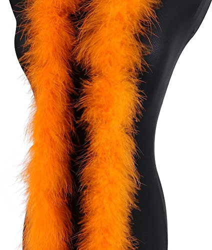 2 Meter natürliche weiße Truthahnfedern Federboa 18g Schal for Basteln Federn Zubehör Hochzeit Weihnachtsdekoration(Orange)
