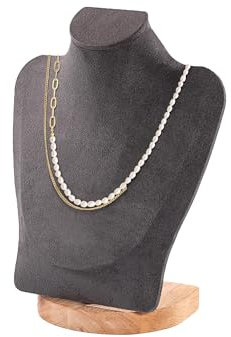 TINGSING Espositore per collane, 23 cm, busto per gioielli, espositore per collane, gioielli 3D, organizer per catenine, vetrina per casa, boutique, fiere, grigio