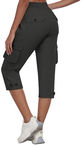 MoFiz Pantalones Trekking Mujer Capri Cargo Pantalón de Senderismo Acampar Pantalon con Bolsillo Montaña Protección UV Transpirable