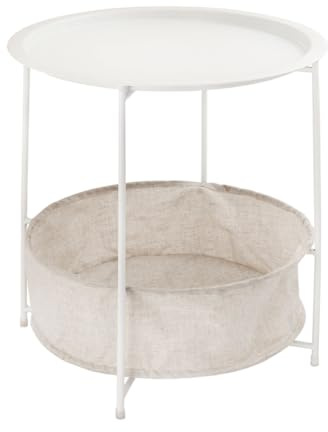 Amago home Beistelltisch Ø 47 H 51 2. Wahl Gartentisch Balkon Tisch Terassentisch Farbe weiß, Größe mit Ablagefach