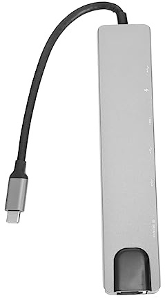 jojofuny 8-In-1 USB Hub Adapter Multi Port USB Hub RJ45 100M and 4K Video Support Lightweight Aluminum Alloy Design for Laptop Docking and Home Office Use