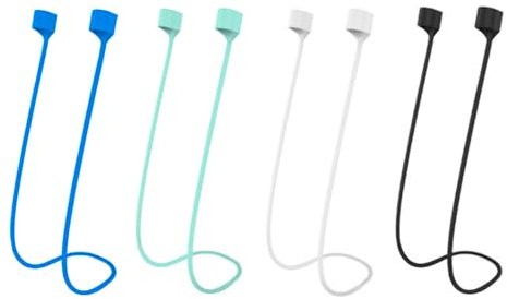 4 Piezas Cordon para Airpods, Correa para Airpods 4, 3, 2, 1 y Pro, Correa de Silicona Antiperdida Auriculares, Soporte para AirPods, Accesorios para Deporte y Viaje (Negro Blanco Verde Azul)