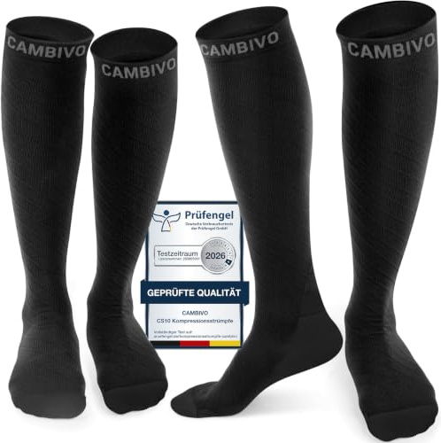 CAMBIVO Kompressionsstrümpfe Damen und Herren 2 Paar, Kompressionssocken Stützstrümpfe für Laufen, Sport, Flug, Reise, Radsport