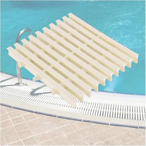 Rejilla de plástico para piscinas Rejilla de piscina ABS for exteriores, tapa de drenaje, canal de agua entrelazado, barandilla de desbordamiento móvil (ancho 20 cm - 1 pieza), color beige Cubierta de