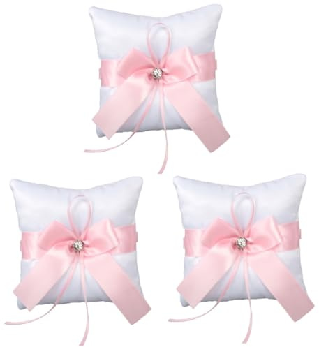 IMIKEYA 3pcs Fashion Wedding Ring Pillow Square Wedding Ring Cushion for Day and Party Occasions