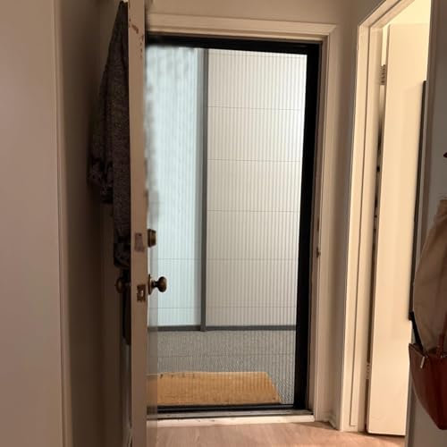 Magnetic Fly Screen Door Screen Door for Sliding Glass Door, Retractable Sliding Folding Door Double French Doors Patio, Cuttable to Size & No-Drill(168x210cm)