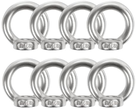 8 Stück Juttzzei Ringmutter M6, Verbessertes 304 Edelstahl Ringösen, M6 Ringmuttern Augenmutter, Ösenmutter für Befestigen Sie hängende Ornamente Blumentöpfe Schaukelständer