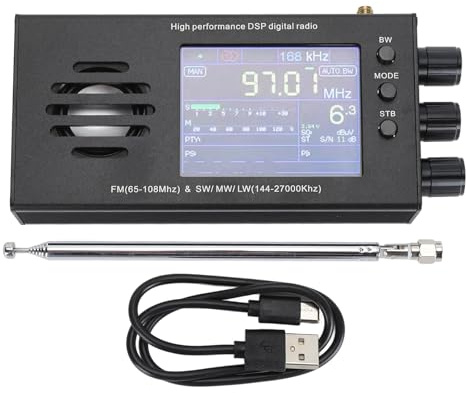 Luocute TEF86 Digital Radio, Professional 65-108MHz FM 144-27000KHz SW MW LW Radiomottagare med 3,2 Tum LCD -skärm, Inbyggd Högtalare