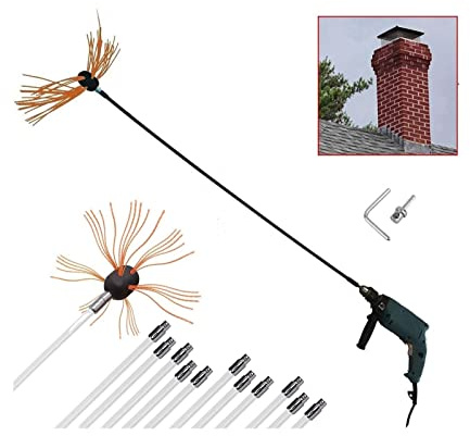 Kit De Ramonage For Poêle À Granulés, Brosse De Nettoyage Pivotante, Tiges Flexibles En Nylon, Kit De Brosse De Nettoyage De Conduit À Usage Domestique, Outils Kit de nettoyage de cheminée(12 m)