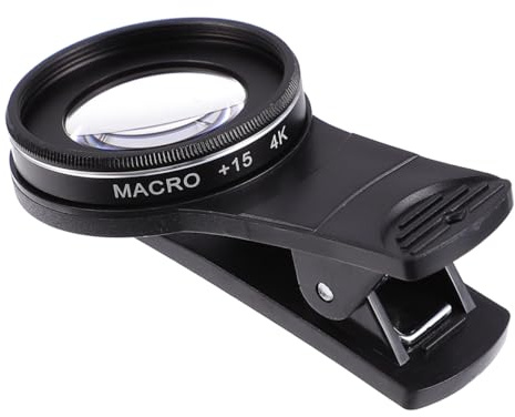 Kisangel Lente Macro Clip Resistente a Ogni Condizione per Smartphone 37mm 15x e Vetro Nero in Lega di Alluminio Aeronautico per Fotografia Mobile ad Alta Definizione