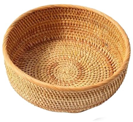 WIIYENA Frutero de mimbre natural hecho a mano con exquisito tejido, para decoración del hogar, pequeño 20 x 7,5 cm