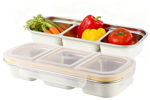 Genérico Fiambreras De Acero Inoxidable | Contenedor Antiderrames Para Bocadillos,Reutilizable Para Preparación De Comidas - Para Niños Escuela Trabajo Preparación De Comidas Viaje Camping Picnic