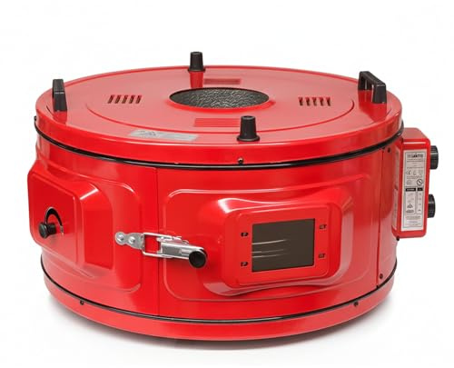 Iskra Türkischer Rundbackofen, 35L, 1300W, ideal für Pizza, Börek, Lahmacun, Fladenbrot & mehr, 50-300°C, emailliert, inkl. 2x Backblech & Rost, Davul Firin, Made in Turkey