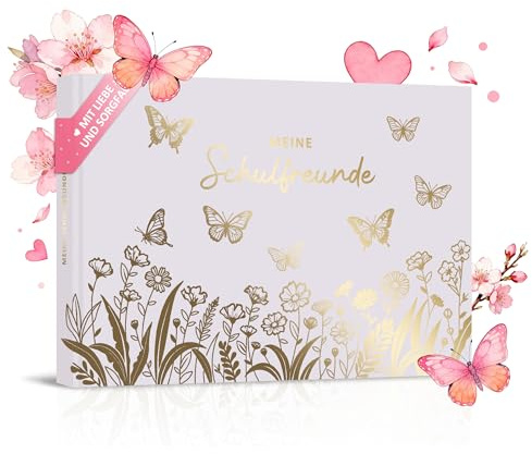 BIROYAL Freundebuch Schule Mädchen, Schulfreundebuch grundschule,37 Freunde | Einschulung Mädchen Geschenk, A5 freundschaftsbuch, 120g dickes Papier, 128 Seiten mit Viele Erinnerungsbereiche