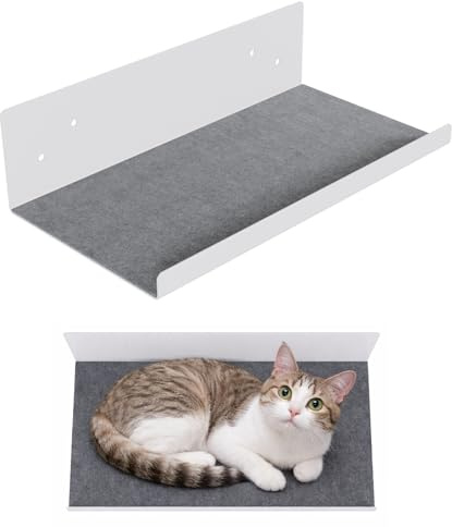 QLS Katzen Wandliege 27x50 cm aus Stahl mit Filz zur Wandmontage Grau | Bequeme Liegefläche mit selbstklebendem Filz, ideal zum Ausruhen und Beobachten, kombinierbar mit Katzen Sets im Wohnraum