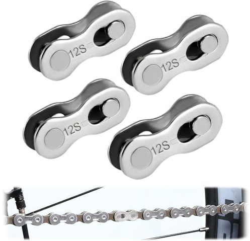 4 PCS Kettenschloss Fahrradkette, 12 Fach Fahrradkettenglied | Stahl Silber Kettenglieder Fahrrad Schnellverschluss für Mountainbikes und Rennräder