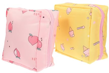 GALPADA Borsa per Ciclo Mestruale 2 Pezzi in Poliestere Leggera e Lavabile, Porta Oggetti Bagno Chic e Capiente per Assorbenti Femminili, per Outdoor e Shopping