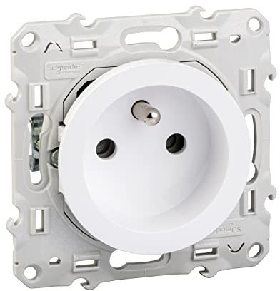 Schneider Electric - Odace prise de courant 2P+T blanc, à griffes, 2 connexions rapides par pôle - S525059