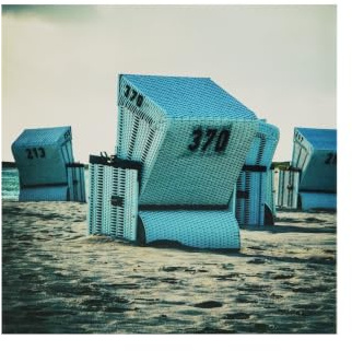 Sylt Strandkorb maritim Nordsee Urlaub Holzdruck Quadrat 10x10 cm Holzbild im Shabby-Stil Photo on Wood gifts gift for her handmade