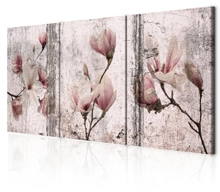 decomonkey Wandbilder Blumen 120x60 cm 3 Teilig Wandbild Groß Wohnzimmer | Leinwandbild XXL, Deko, Schlafzimmer, Büro, Wanddeko, Leinwand, Pictures For Wall, Poster, Wall Painting, Magnolie