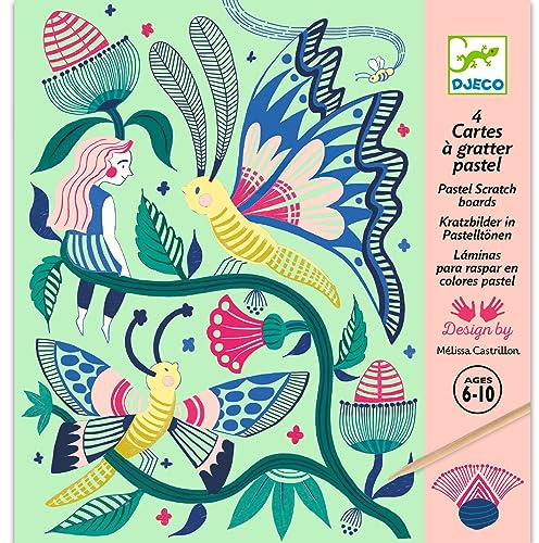 DJECO DJ09719 Quadri da grattare Giardino Immaginario (min. 2 u.) Forme e Colori