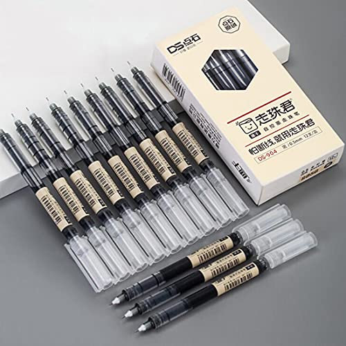 Rolling Penna a sfera 12 pezzi, inchiostro ad asciugatura rapida, colore nero, extra fine, per adulti, ufficio, scuola